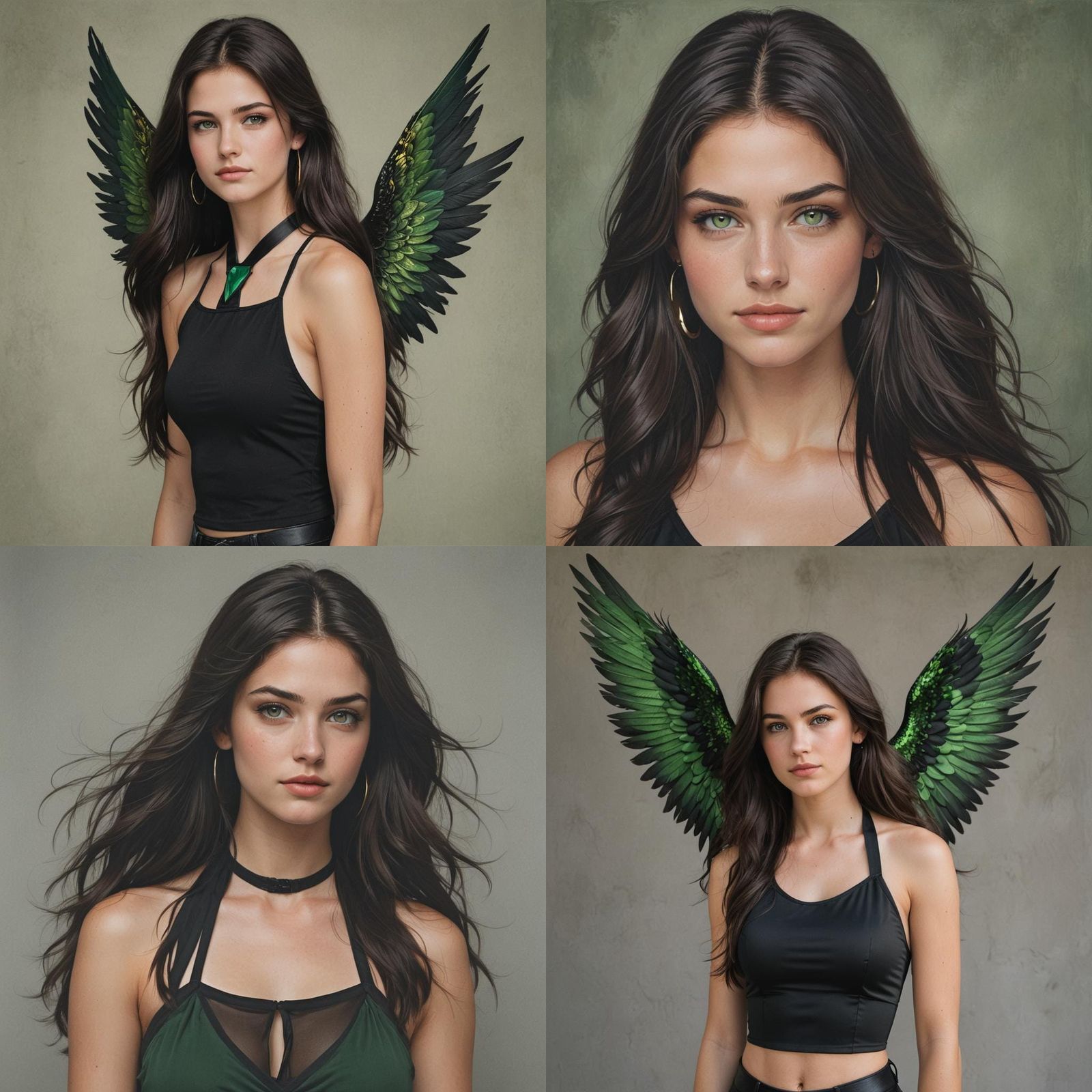 Girl with Wings and Dark Hair