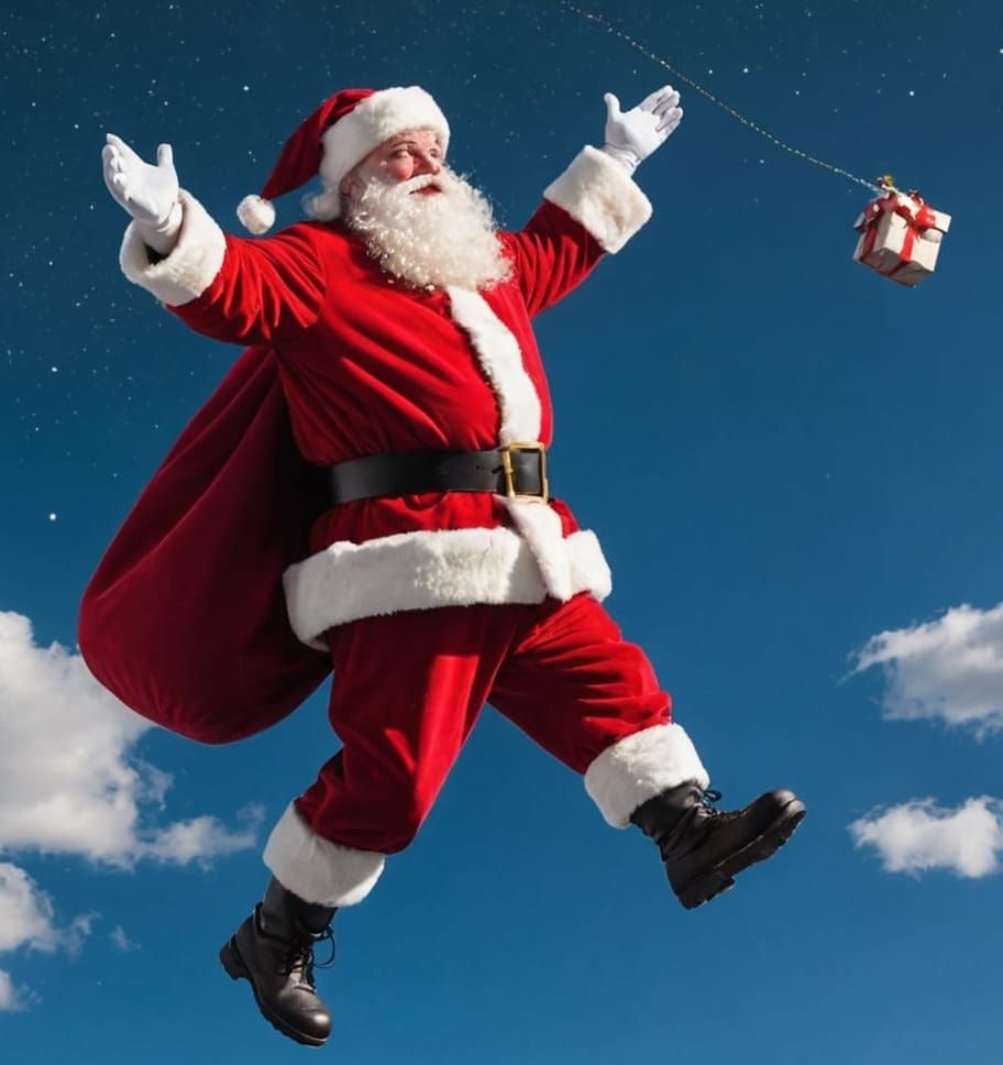 Santa Claus Flying in the Sky
