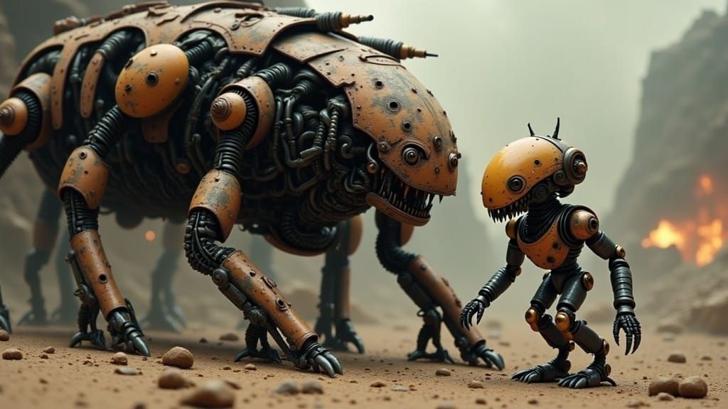 Cybernetic Rescue in a Post-Apocalyptic Landscape