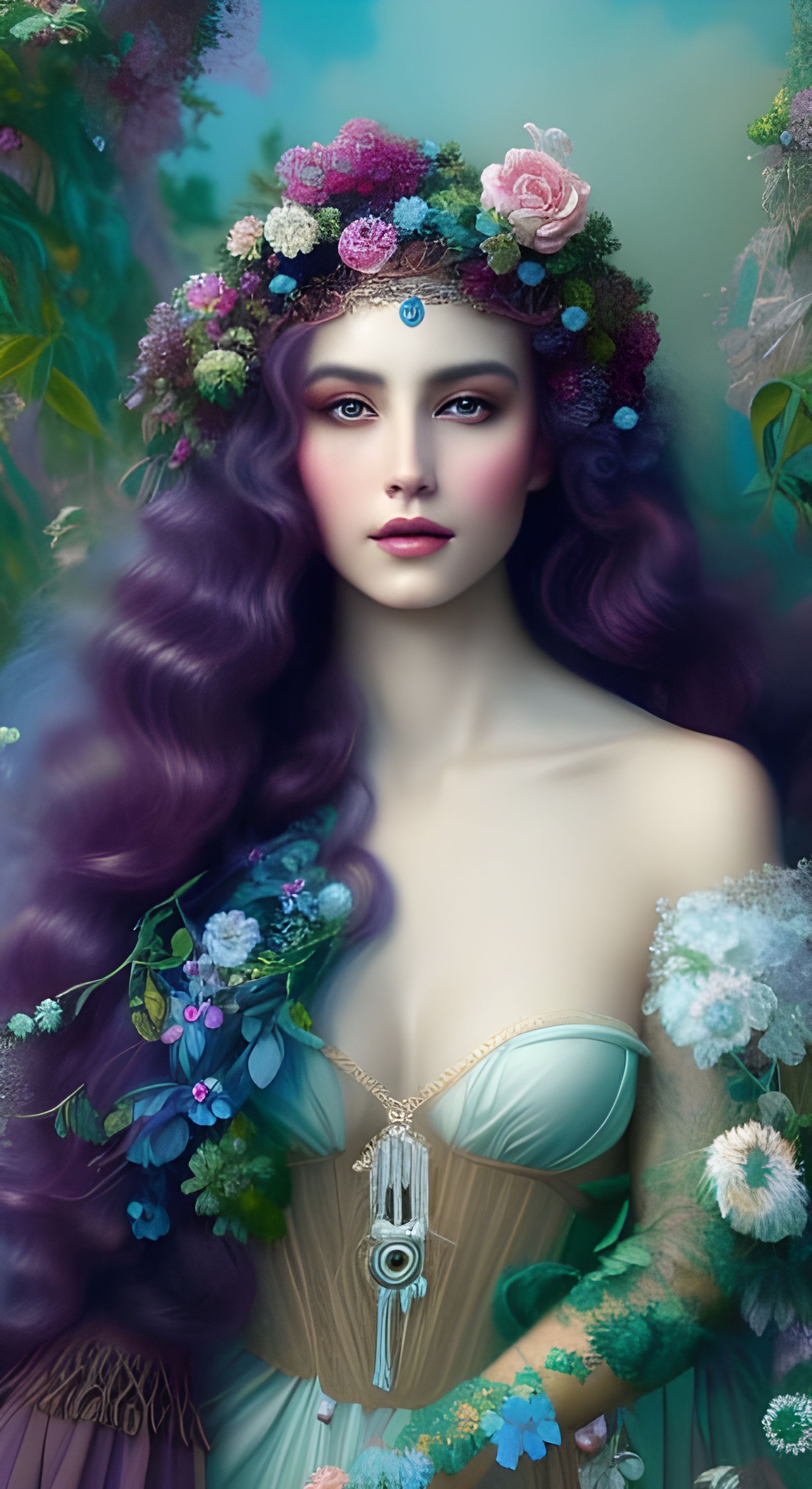 Steampunk Queen Portrait in Rococo Fantasy Art
