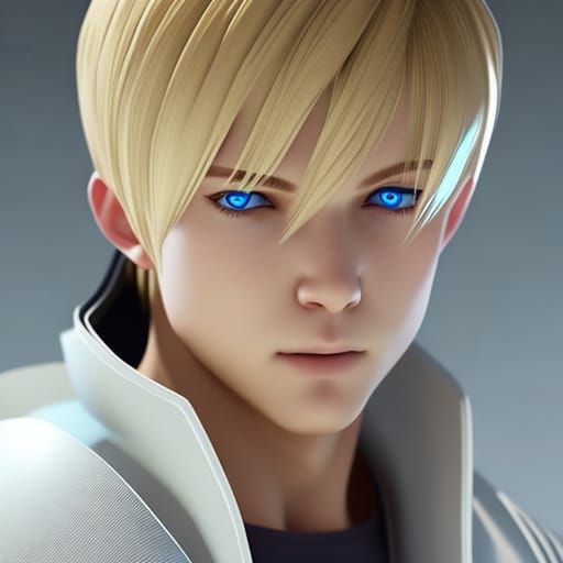Blond, Blue-Eyed Man in 3D Game Cinematic Style