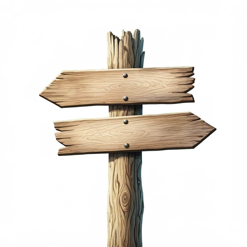 Weathered Wooden Signpost in Whimsical Watercolor Style
