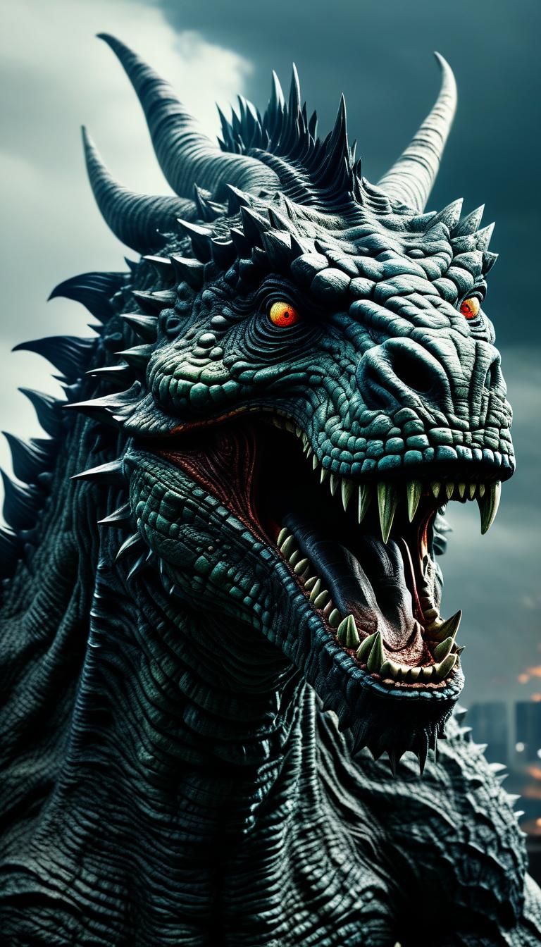 Hyperrealistic Gojira in 64K Resolution