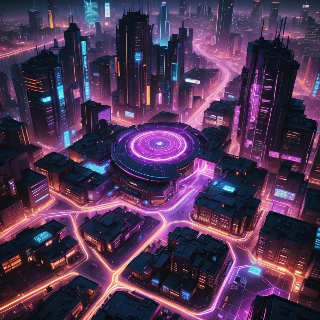 Cyberpunk City Protected by Energy Shield