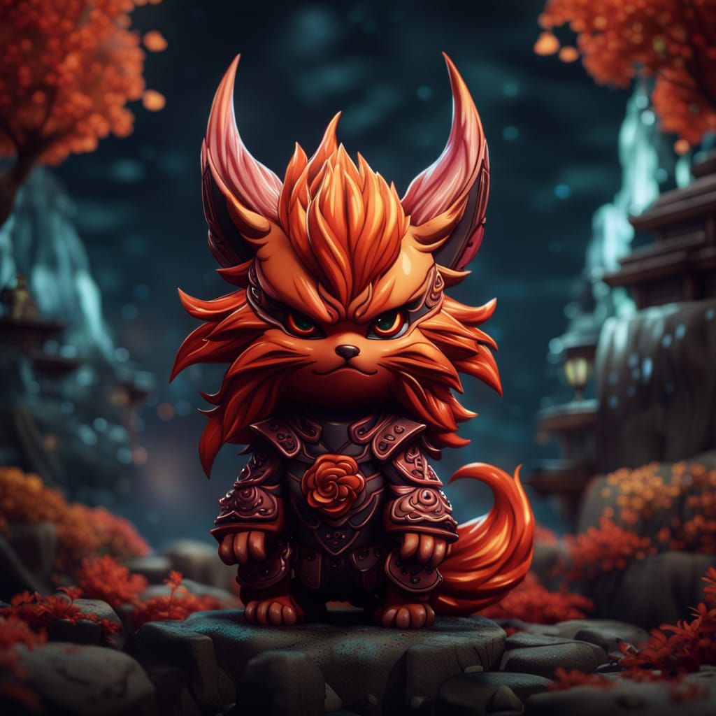 Detailed Chibi Kurama Fantasy Concept Art