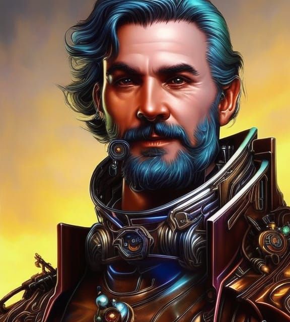 Sci-Fi Steampunk Alchemist Portrait in Hyperrealism