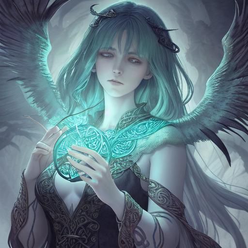 Morrigan in Mystical Celtic Forest: Fantasy Art