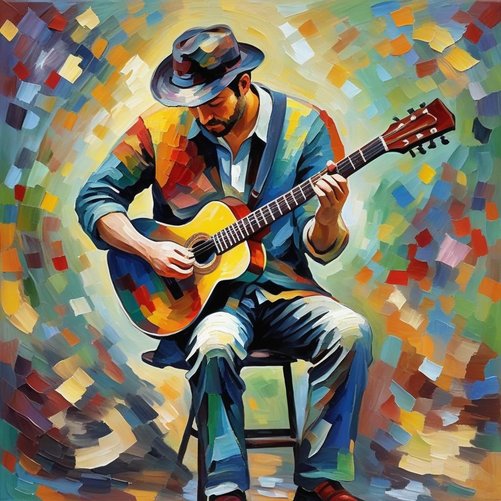 Playing the guitar