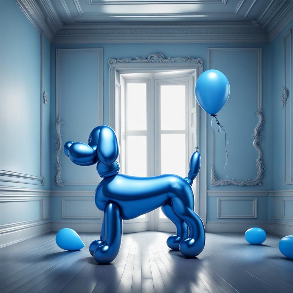 Hyperrealistic 3D Render of a Blue Balloon Dog