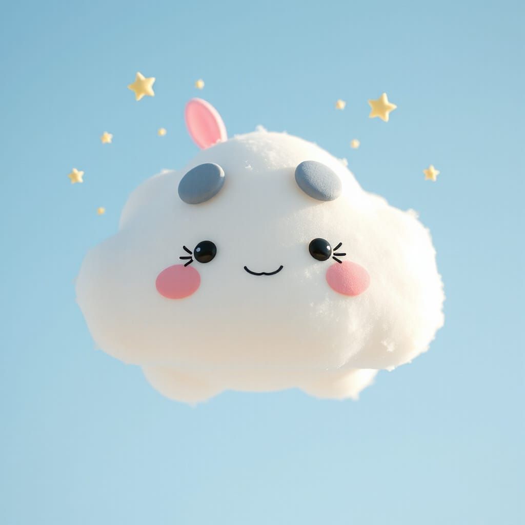 Happy Kawaii Cloud in a Pastel Sky