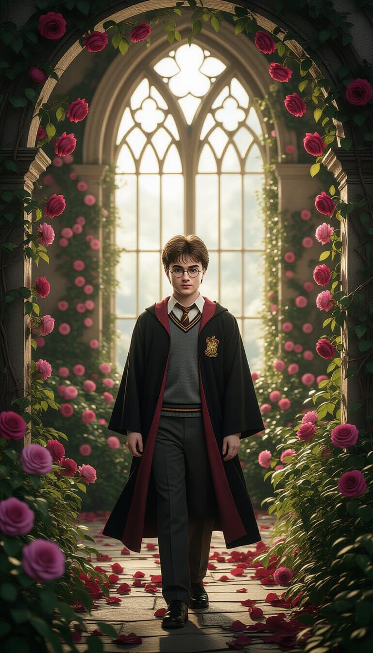 Harry Potter in Rosy Haven: A Cinematic 3D Scene