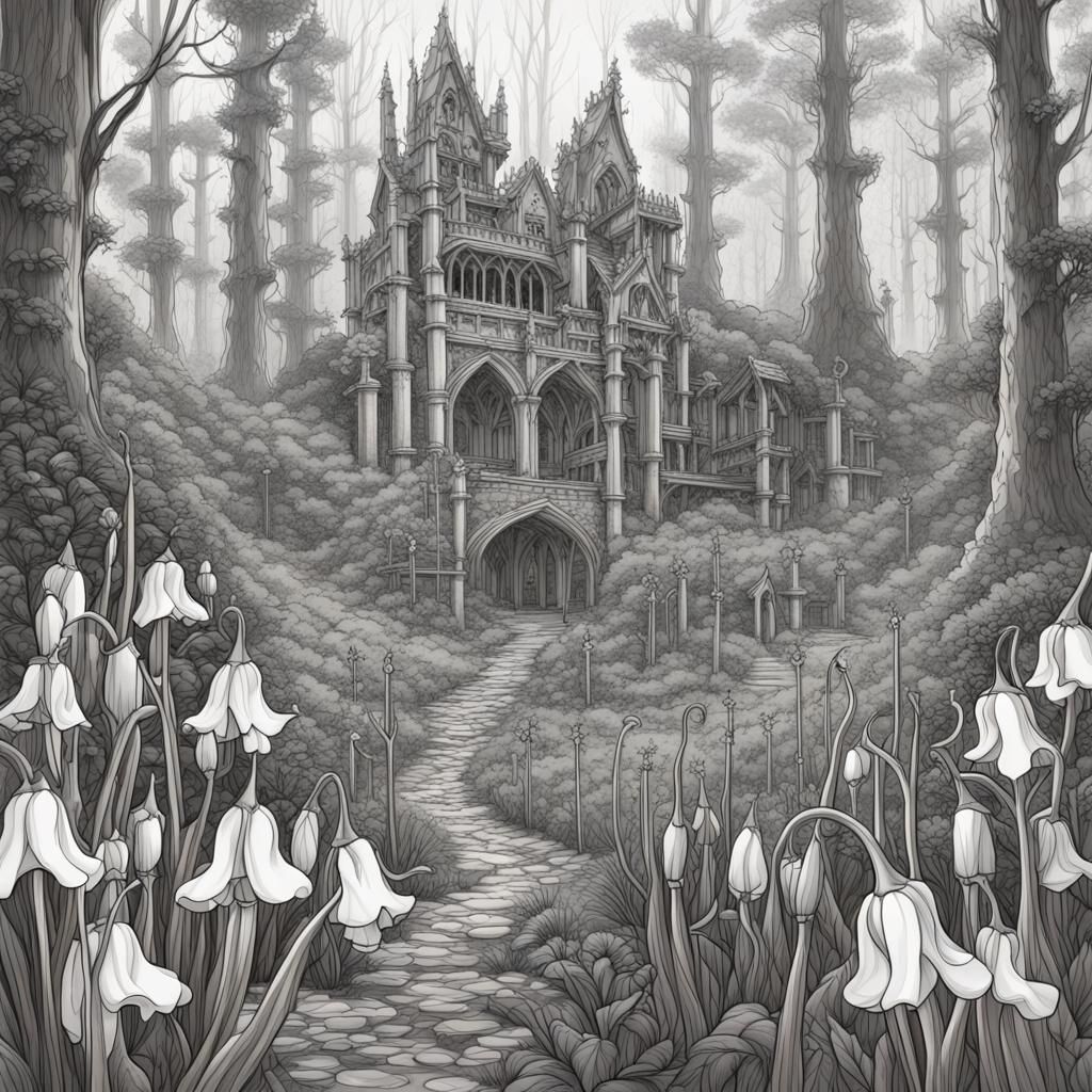 Intricate Pen Drawing of Bluebell Structure