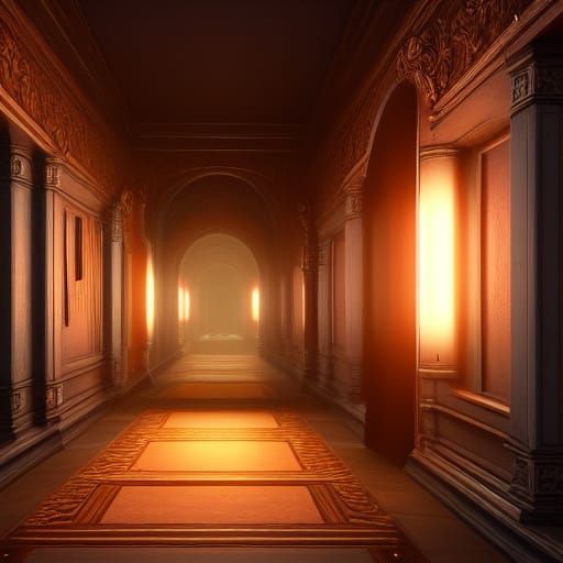 Hallway Light in Detailed Matte Painting Style
