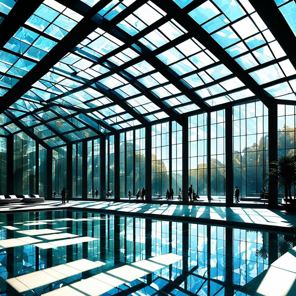 Modern Architecture Interior with Indoor Water Pool