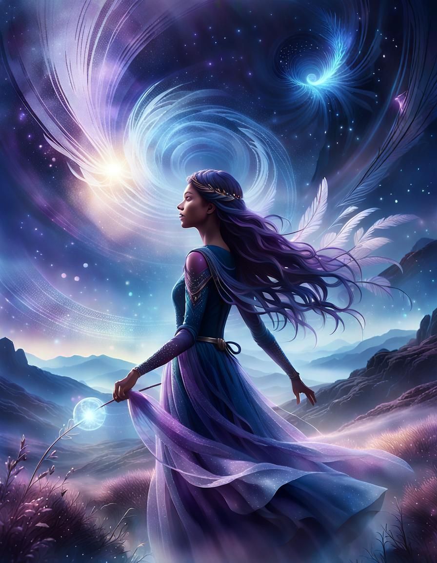 Ethereal Being in Dreamlike Landscape: Cinematic Concept Art