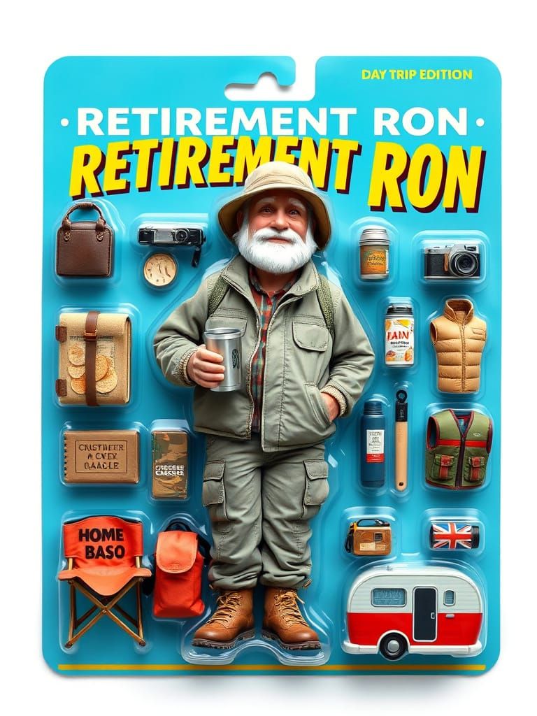 Retro Action Figure Package with Adventurous Older Man