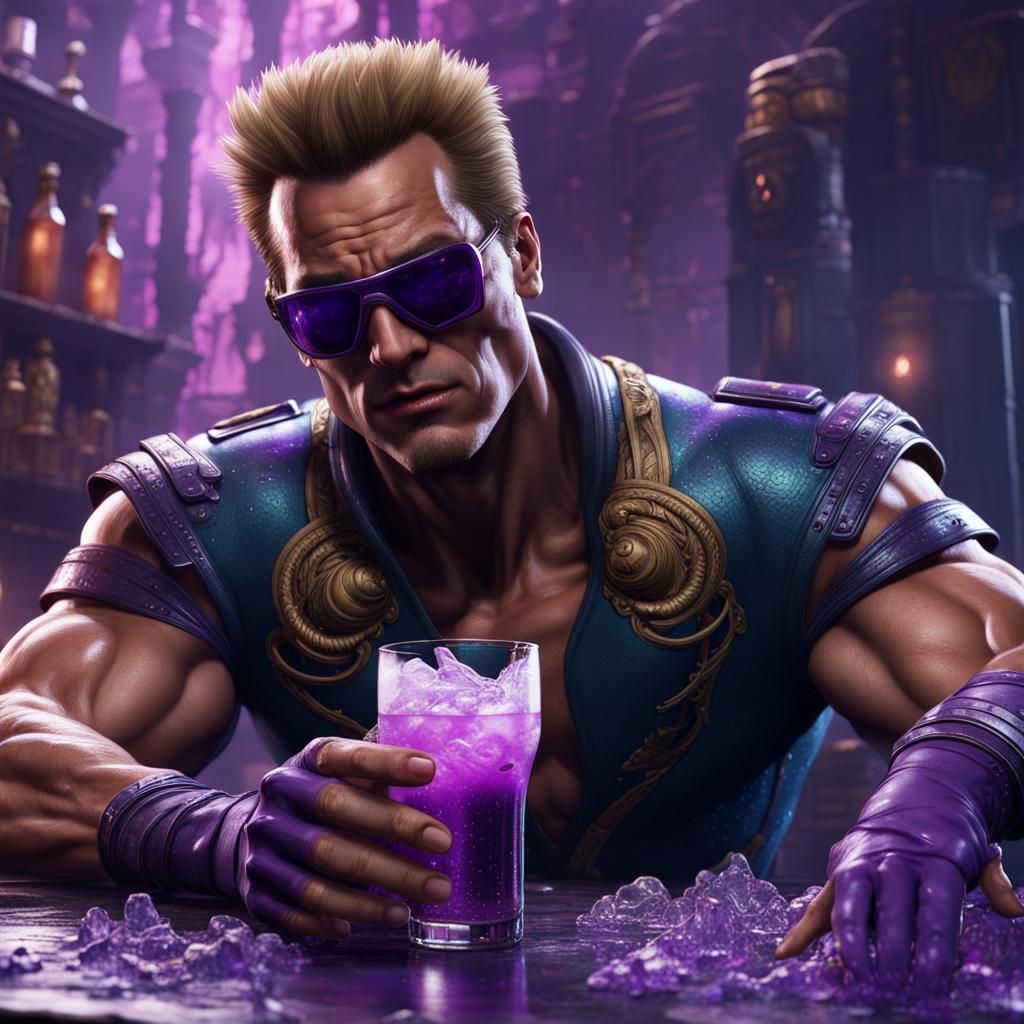 Johnny Cage Drinks Sprite: Detailed Matte Painting