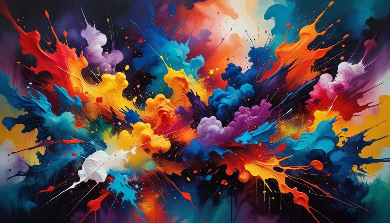 Vibrant Abstract Emotion in a Stormy Internal Landscape