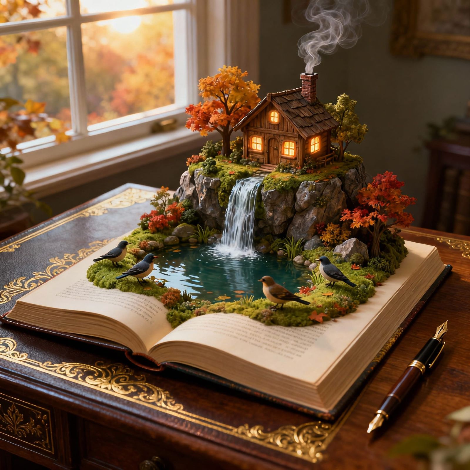 Open Book Reveals Enchanting Miniature Landscape Diorama