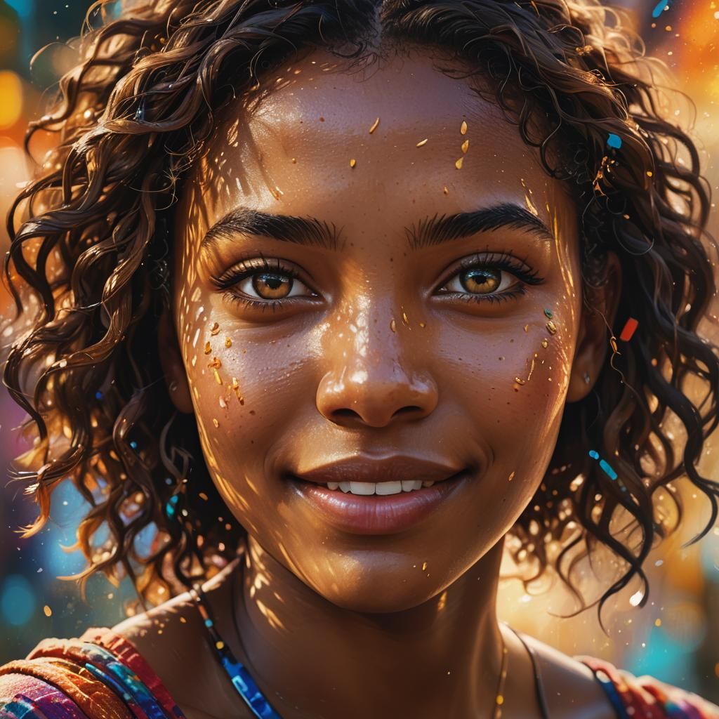 Hyperrealistic Splash Art of a Young Woman