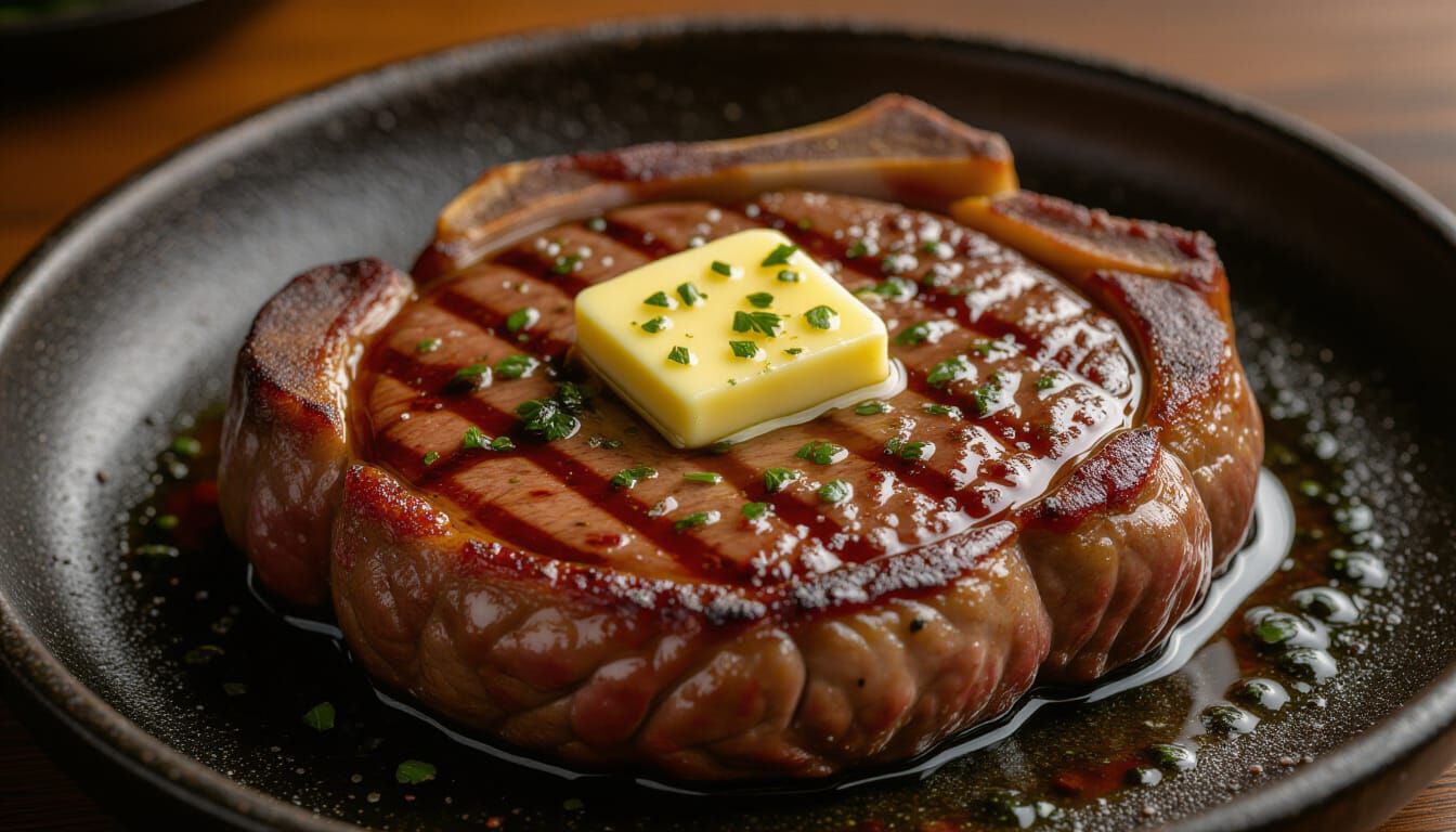 Delicious Ribeye Steak in Cinematic Film Style