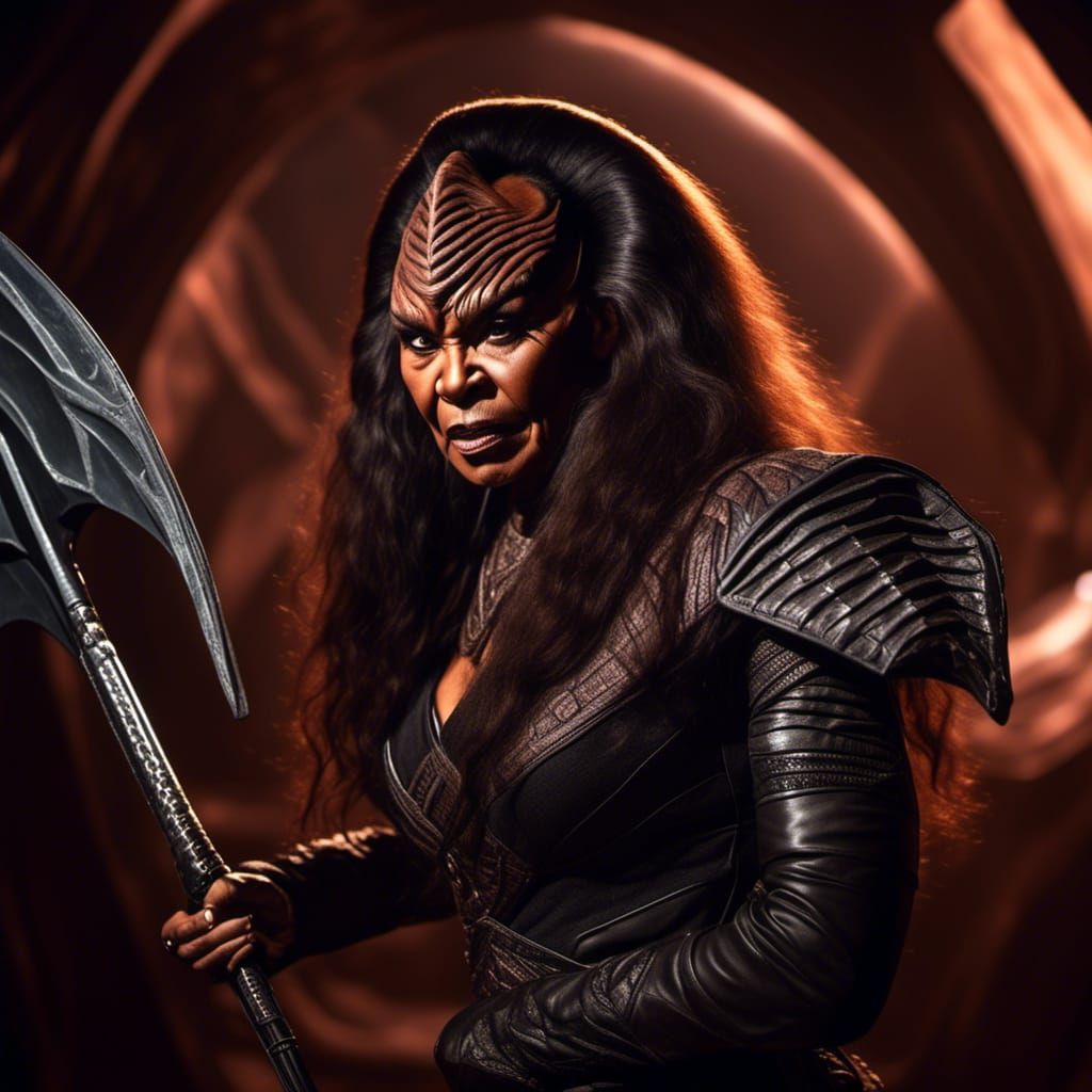Klingon Warrior Woman Portrait with Bat'leth