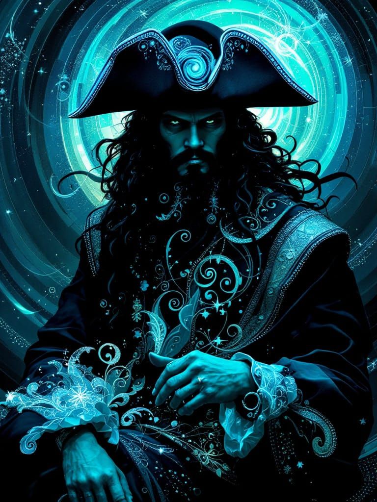 Blackbeard Portrait in Art Nouveau Style