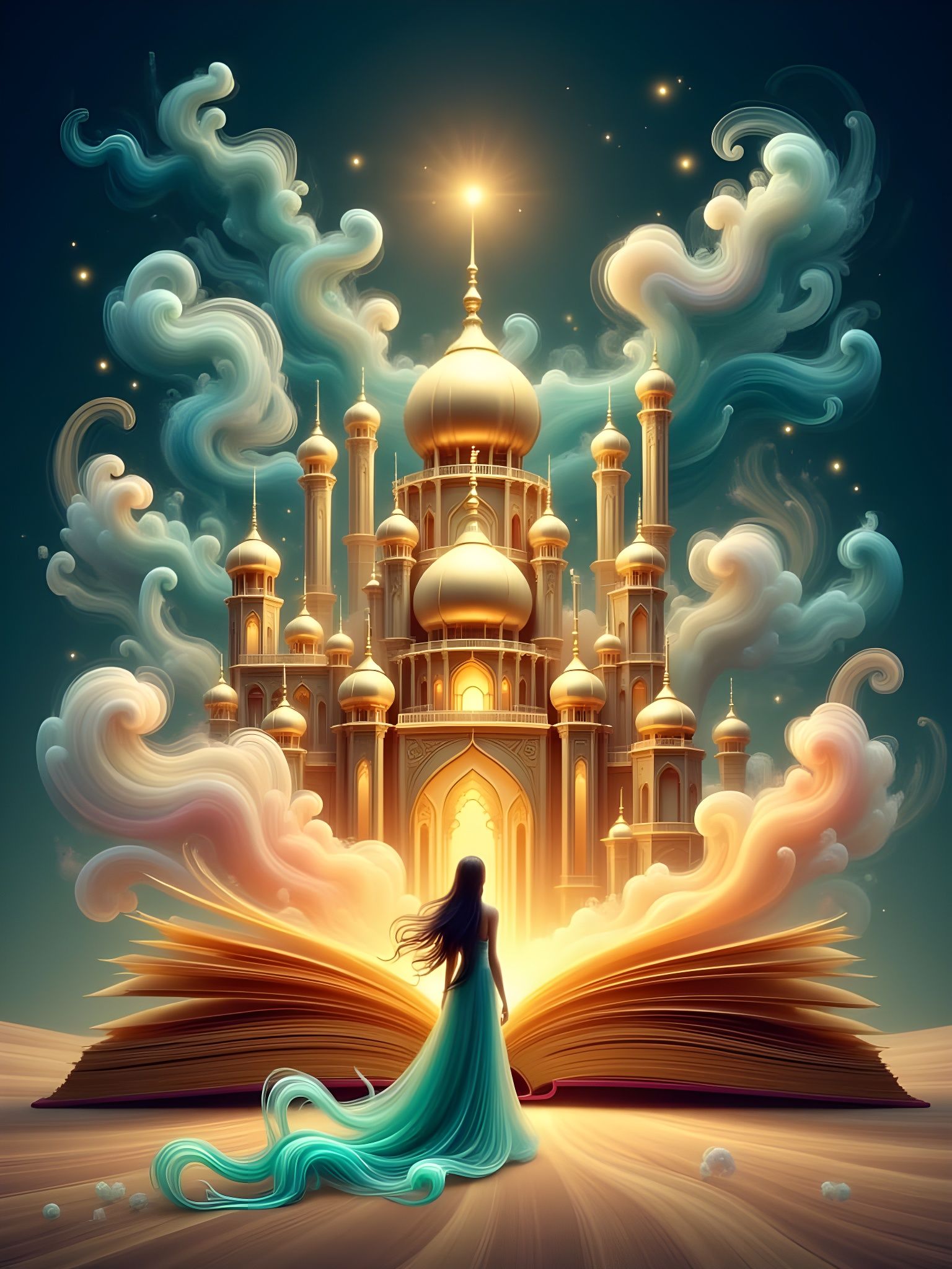 Magical Arabian Palace Rises From Glowing Storybook