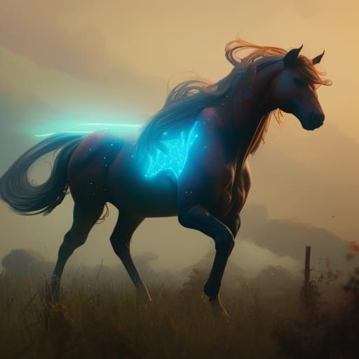 Hyperdetailed Horse Concept Art in Dynamic Lighting