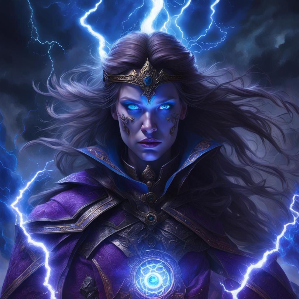 Electric Woman Portrait in Dark Fantasy Style