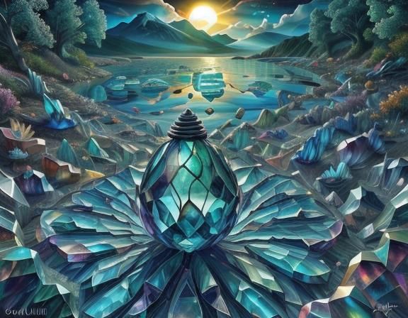 Stunning Gemstone Stained Glass Landscape