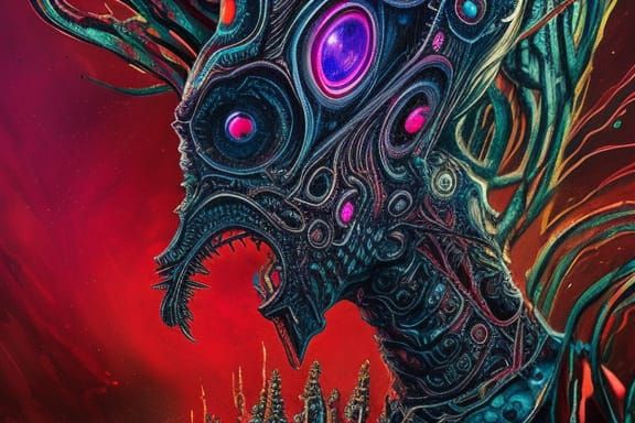 Alien King's Jeweled Crown: Dark Sci-Fi Concept Art