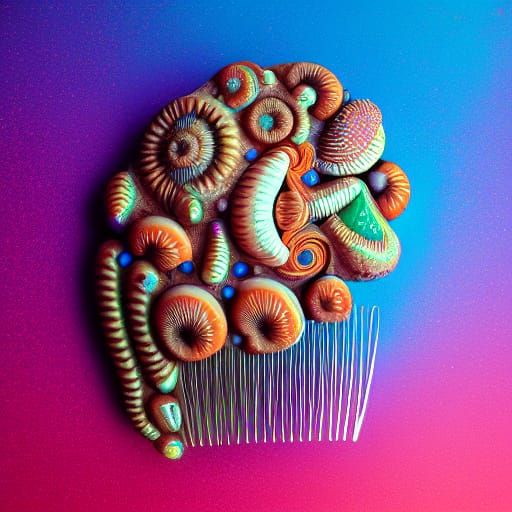 Seashell Hair Comb: Astral Cosmic Illustration