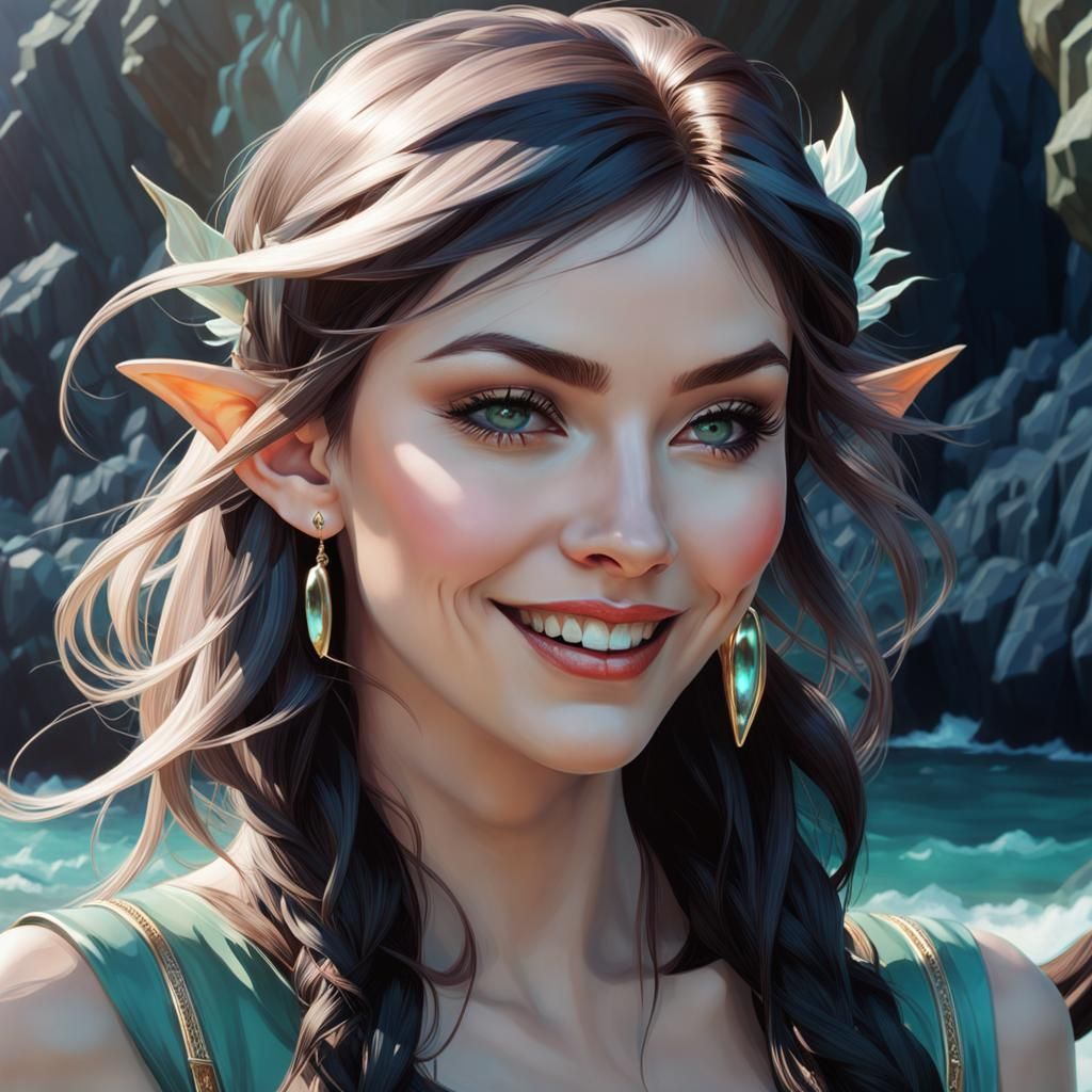 Luminescent Elf in Seaside Double-Exposure