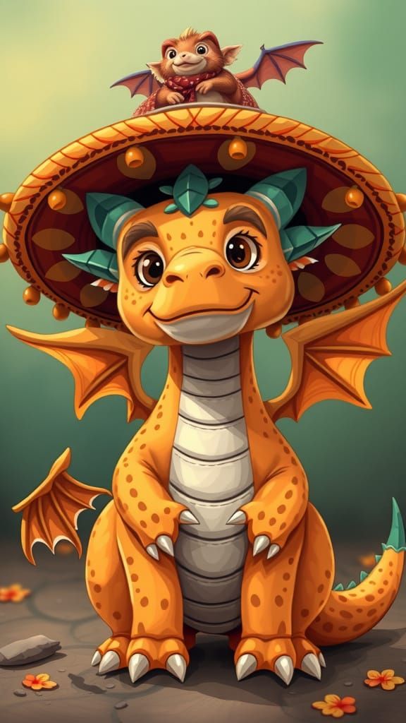 Chibi Dragons Wearing Sombreros