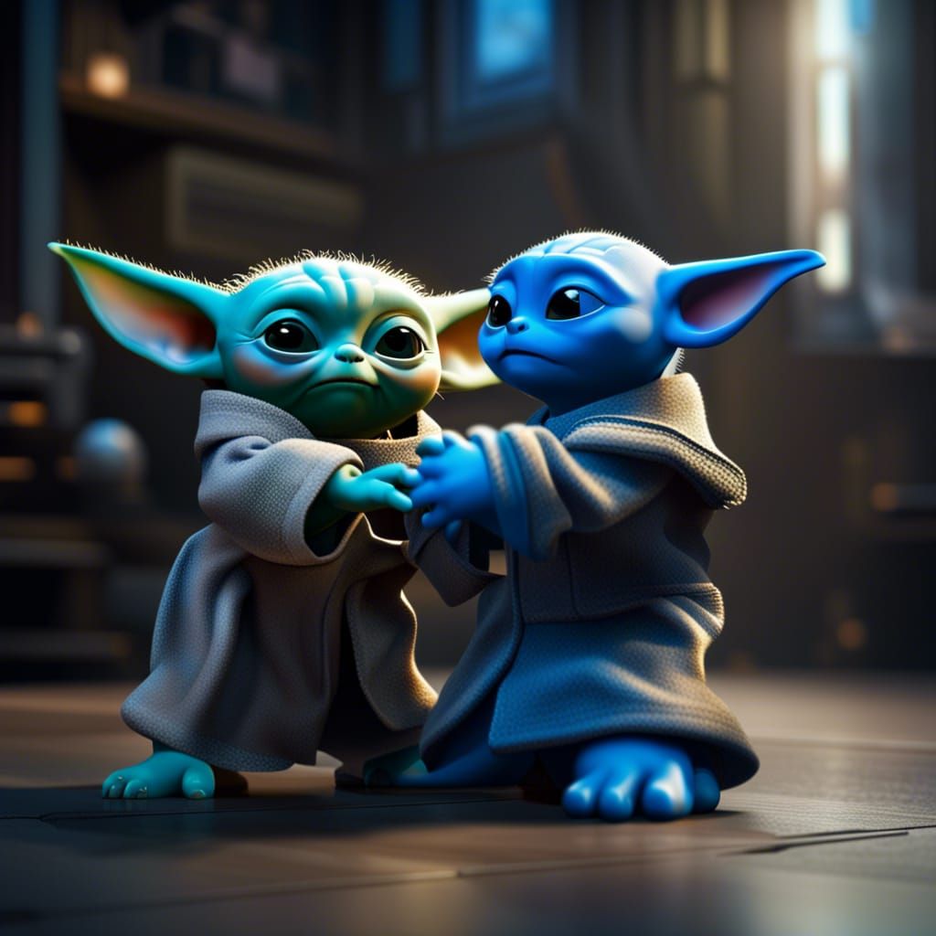 Grogu's Dance Battle: Hyperrealistic HDR Showdown