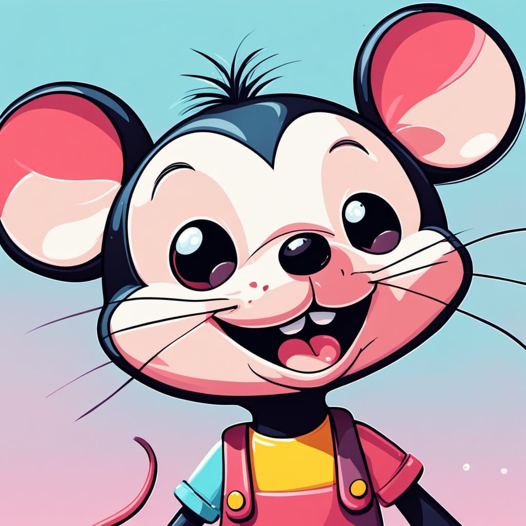 Mini Mouse Character in Flat Illustration Style