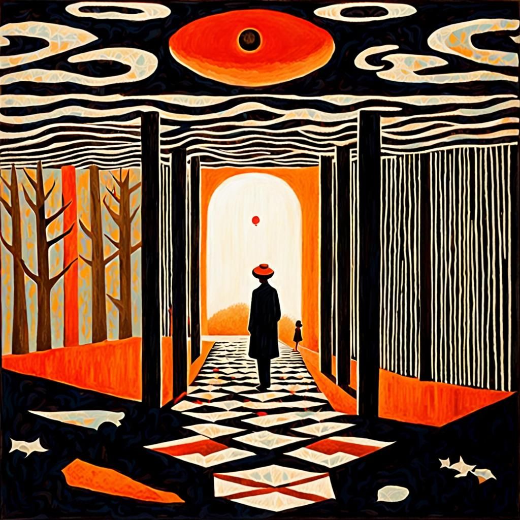 Surreal Landscape Illustration in Graphic Novel Style