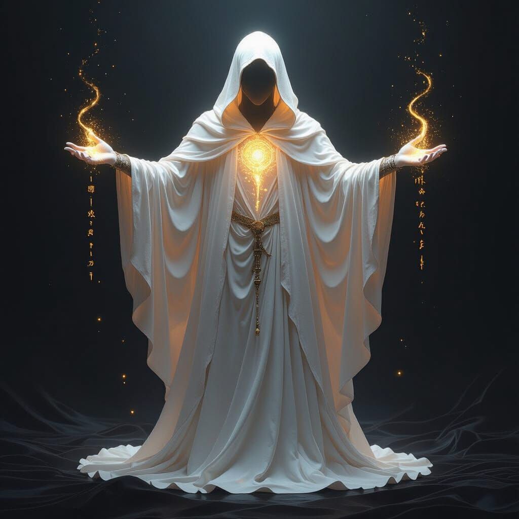 Ethereal Spirit Figure in a Dark Void