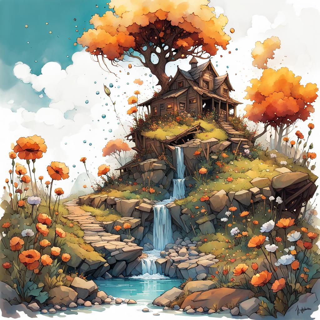 Wildflowers Watered by Tears: A Watercolor Masterpiece