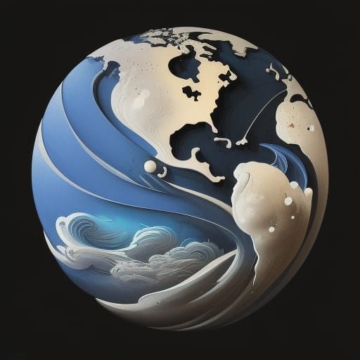 Intricate 18th Century Globe in Liquid Gouache Style