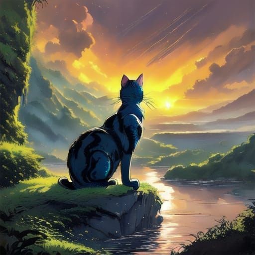 Futuristic Cliffside Oasis in Golden Hour