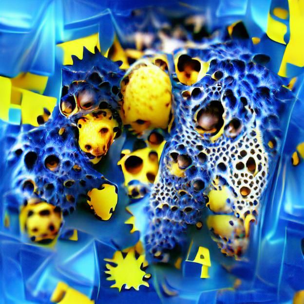 Blue and Yellow Fractal with Trypophobic Patterns