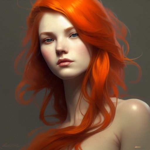 Orange-Haired Girl Portrait in Hyperdetailed Style