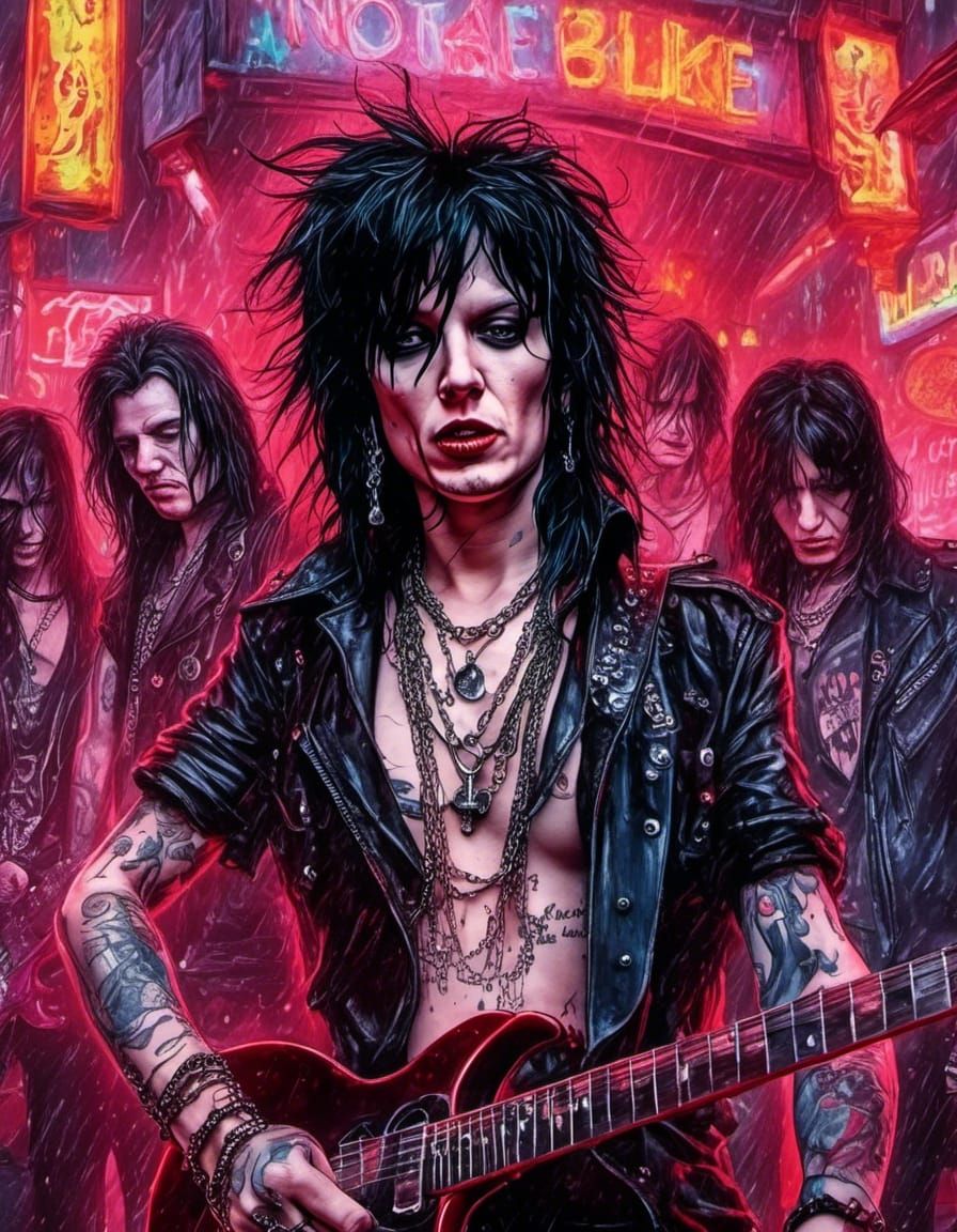 Motley Crue Band Portrait in Artgerm Style