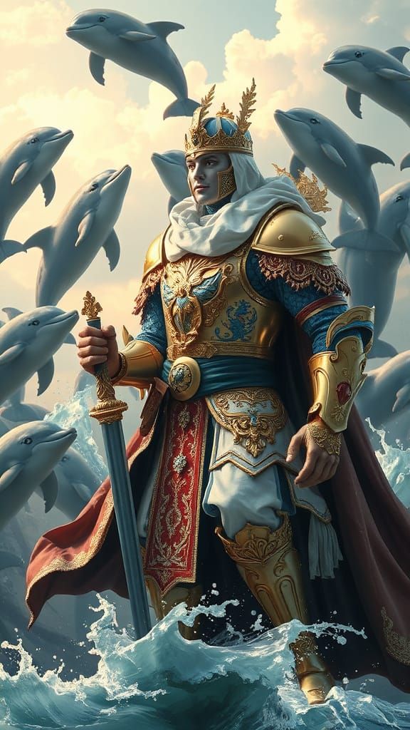 Blue Dragon Empire Warrior in Rococo Renaissance Style