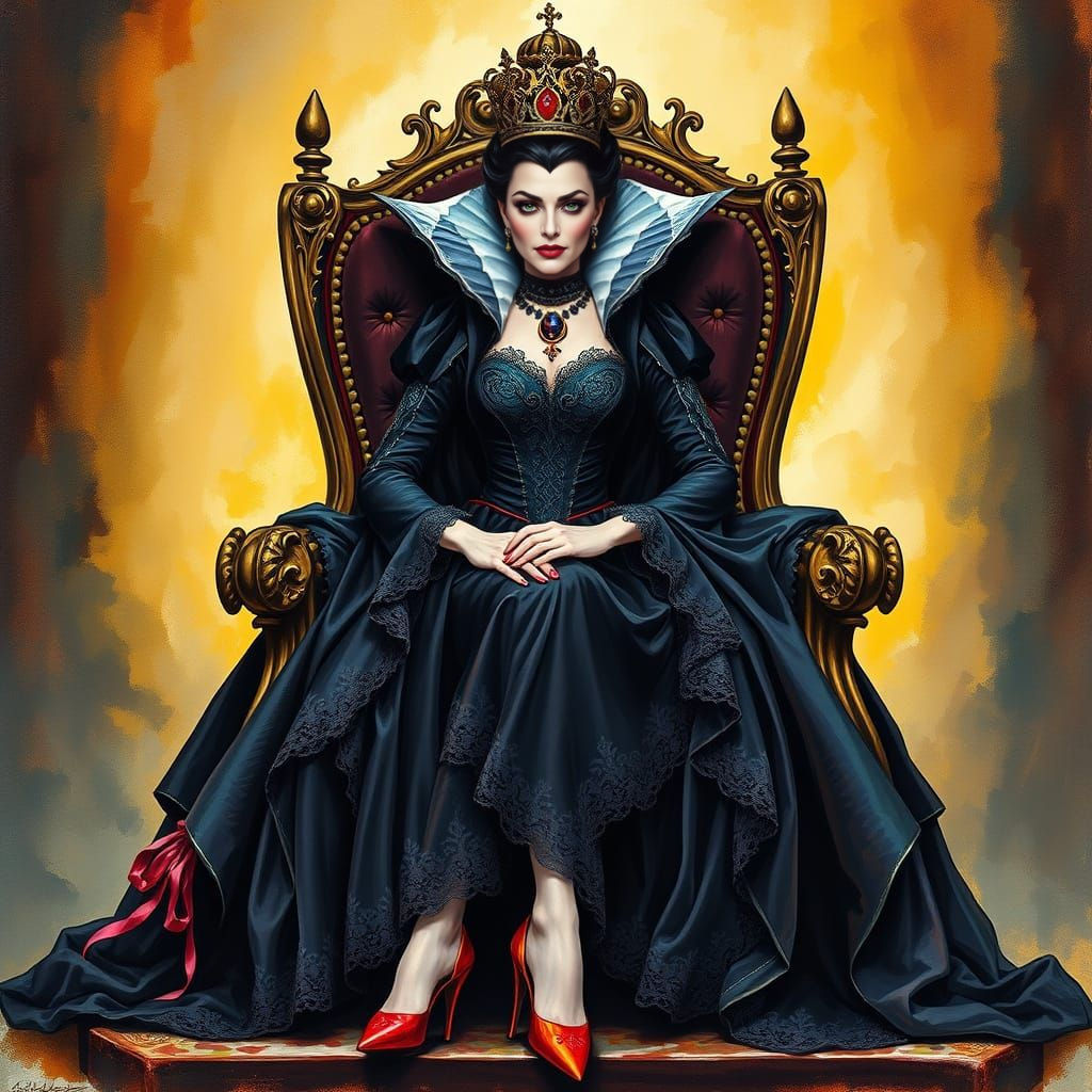 Evil Queen Portrait in Gouache Style