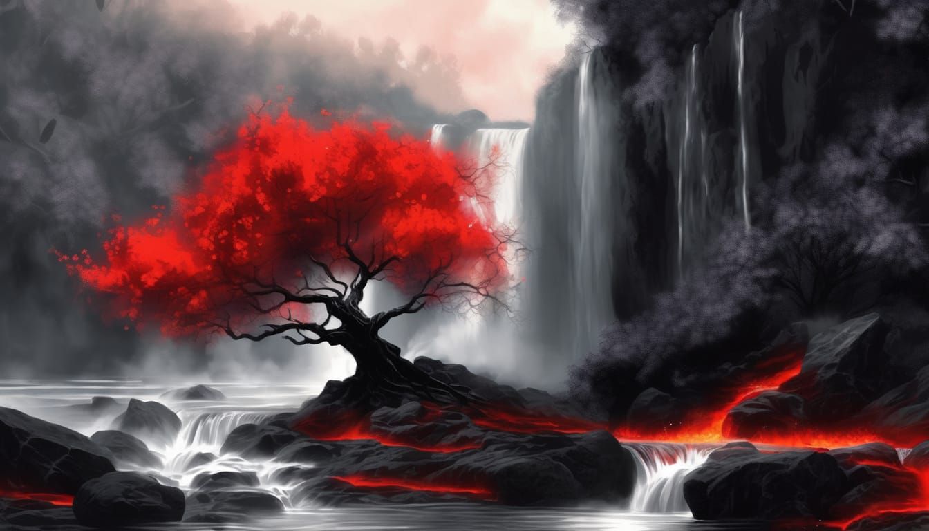 Breathtaking Fantasy Landscape in Dark Oil Painting Style