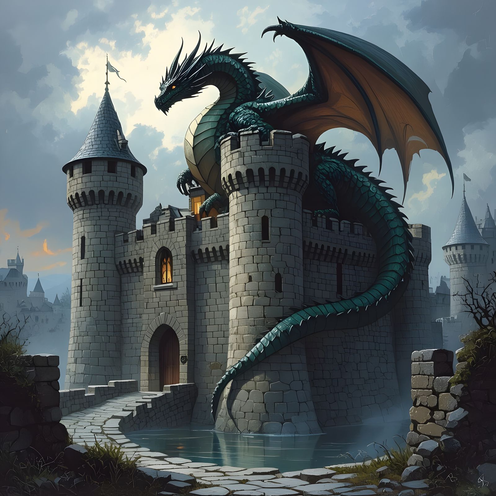 Dragon Guardian of the Medieval Castle