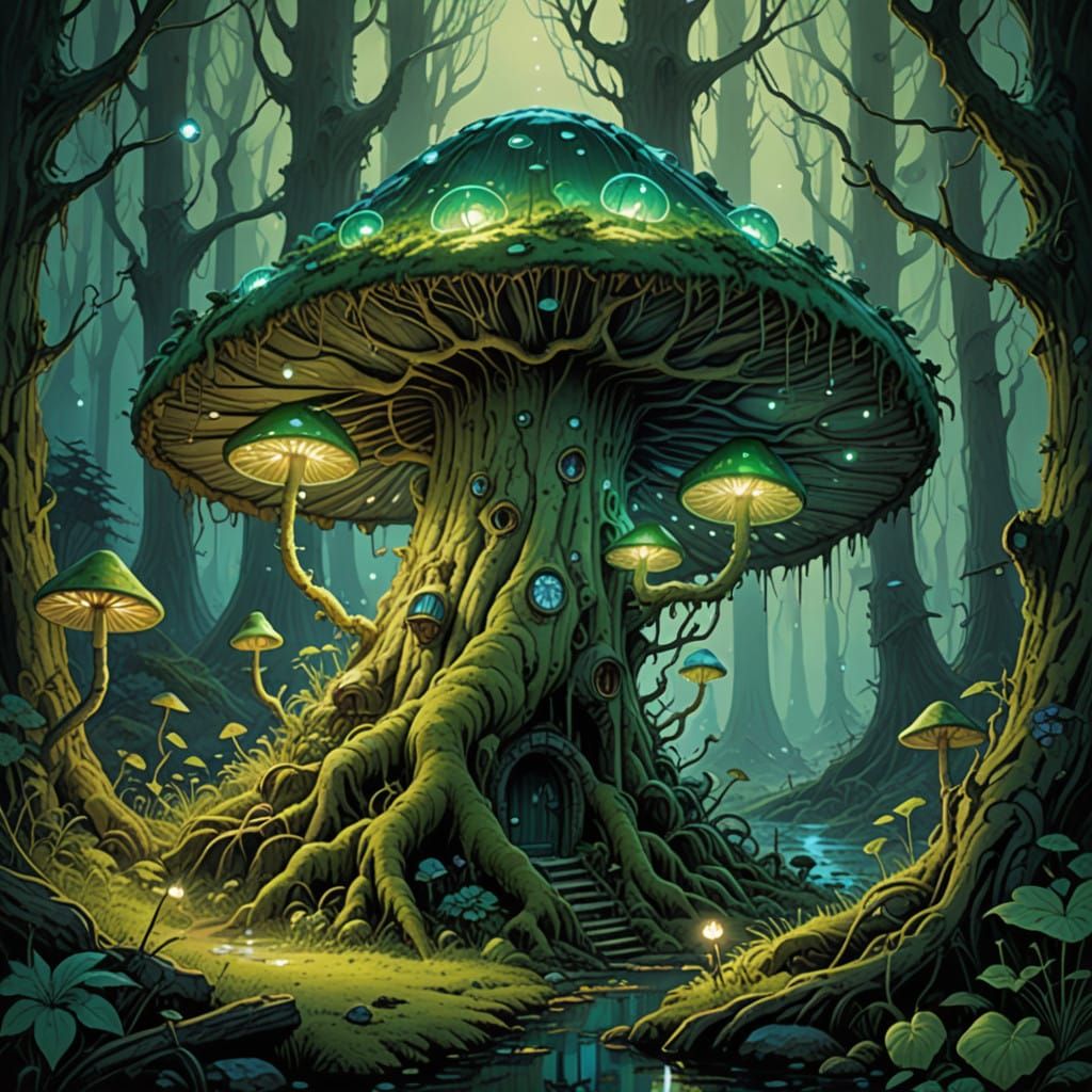 Mystical Forest of Glowing Mushrooms